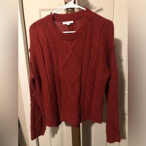 Women's Cable Knit Sweater in Deep Red